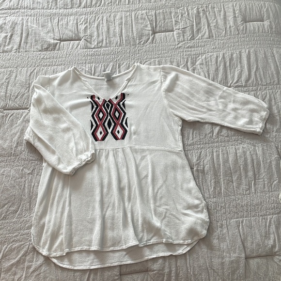 Buttons Boho 3/4 Sleeve Peasant Top - Picture 5 of 10